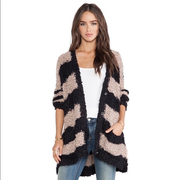 Free People Sweaters - Free People | Marshmallow Cardigan Striped Chunky Knit Size M